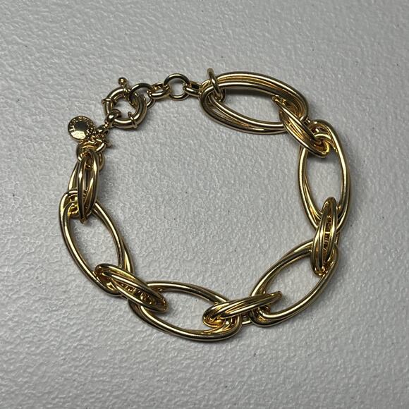J Crew Double Chain Link Bracelet in Gold Tone - Picture 1 of 3